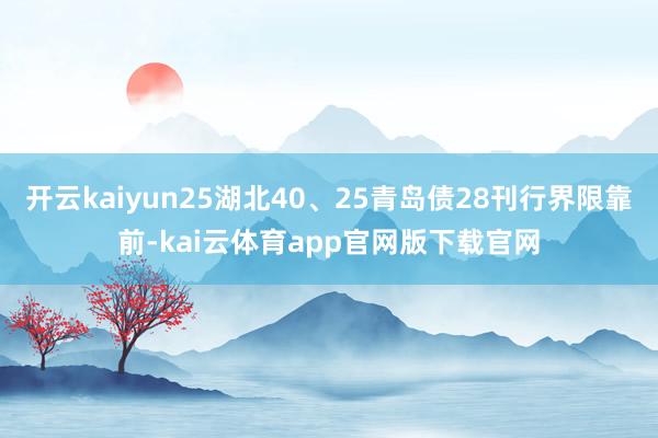 开云kaiyun25湖北40、25青岛债28刊行界限靠前-kai云体育app官网版下载官网