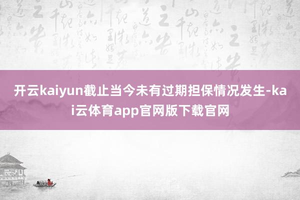 开云kaiyun截止当今未有过期担保情况发生-kai云体育app官网版下载官网